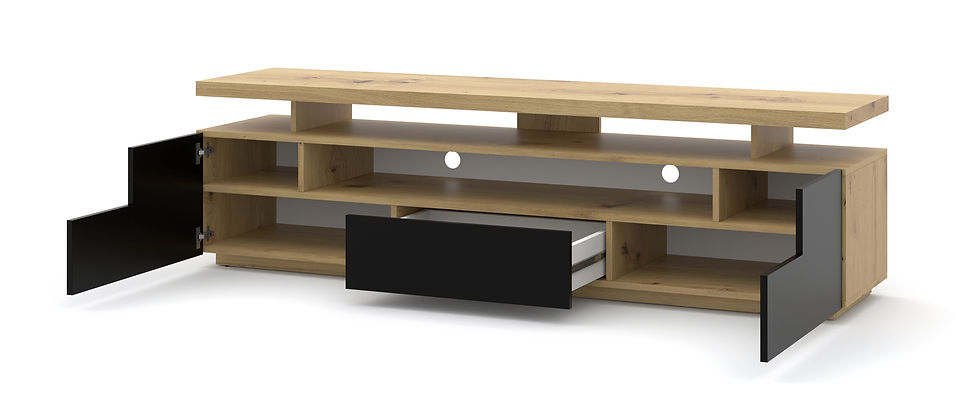 Thumbnail: TV Stand Eva 71" Lowboard Double Table Top, Natural Artisan Oak & Black Matt