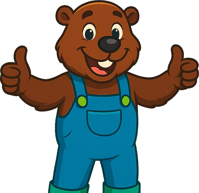 Illustration of woodchuck mascot wearing suspenders