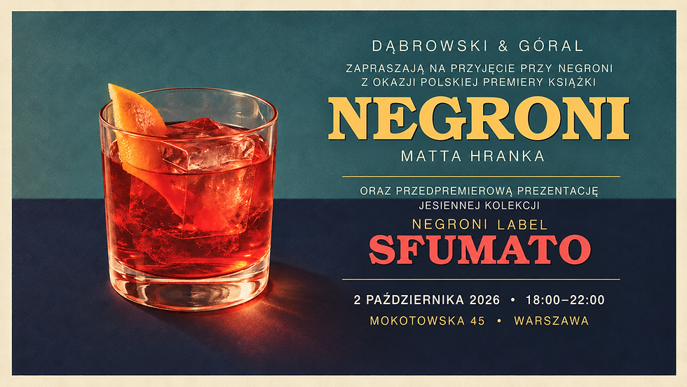Negroni - polska premiera książki i przedpremiera SFUMATO
