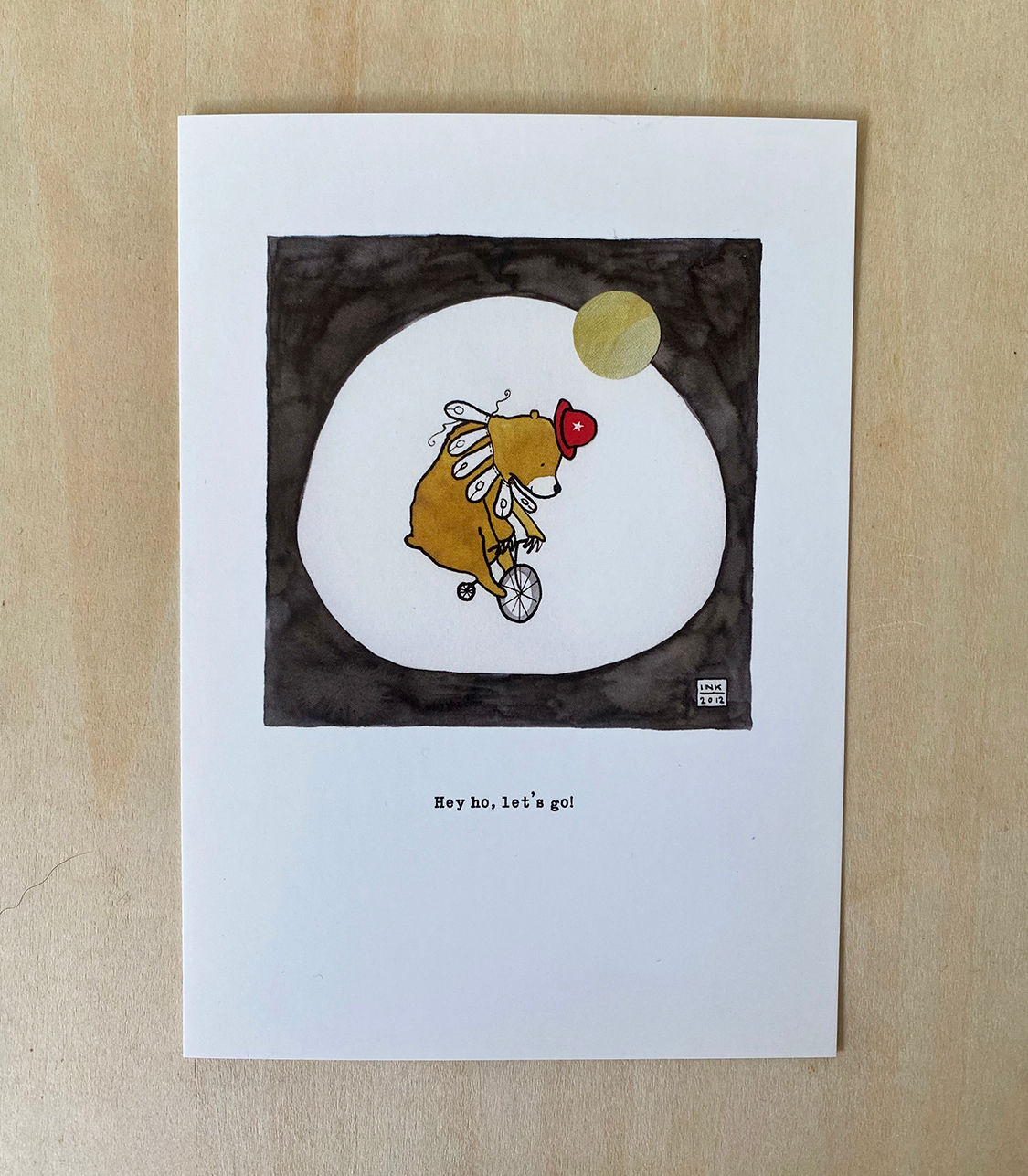 Ansichtkaart 'Hey ho, let's go!'