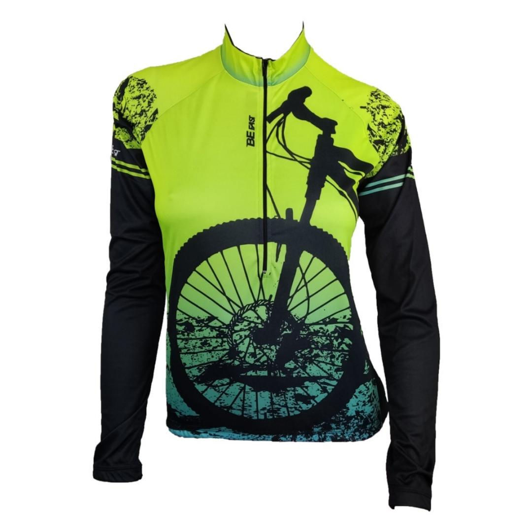 Camisa Ciclismo Feminina Be Fast Manga Longa Roda Bike Mtb