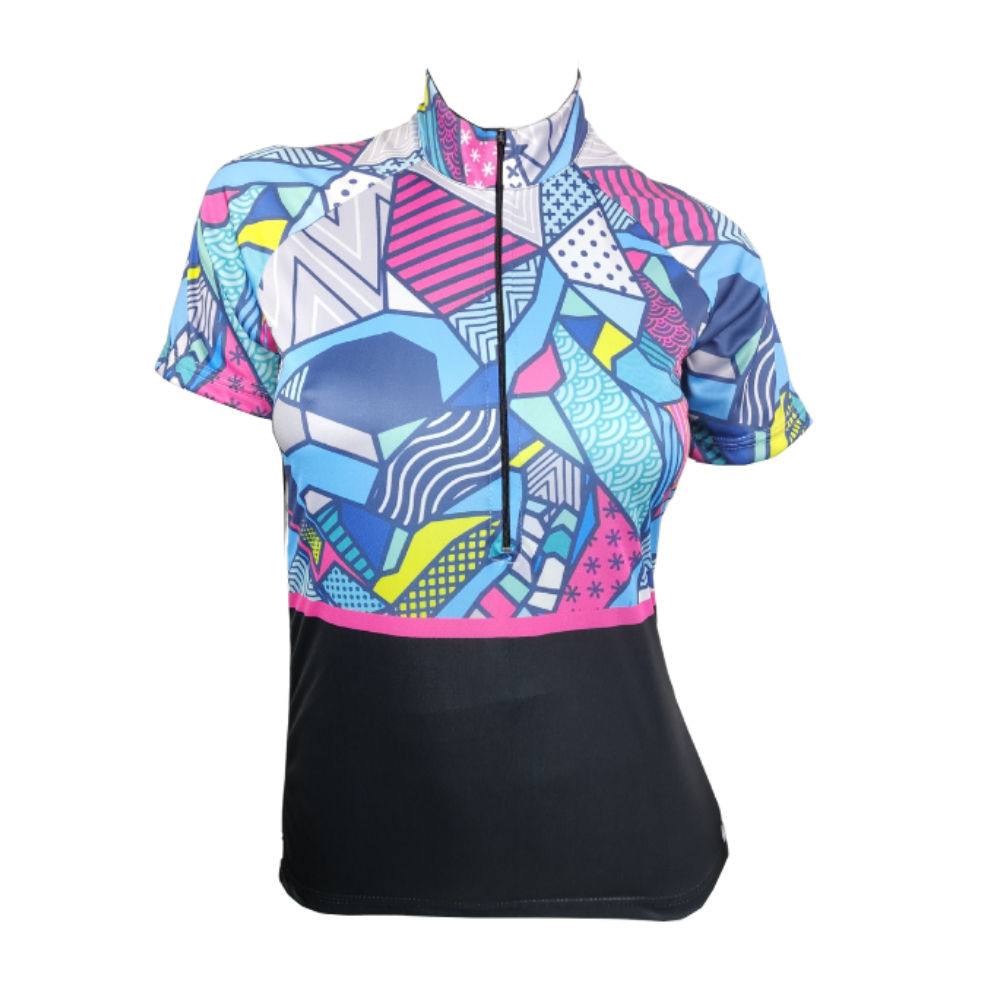 Camisa Ciclismo Feminina Be Fast Formas Geométricas Bike Mtb
