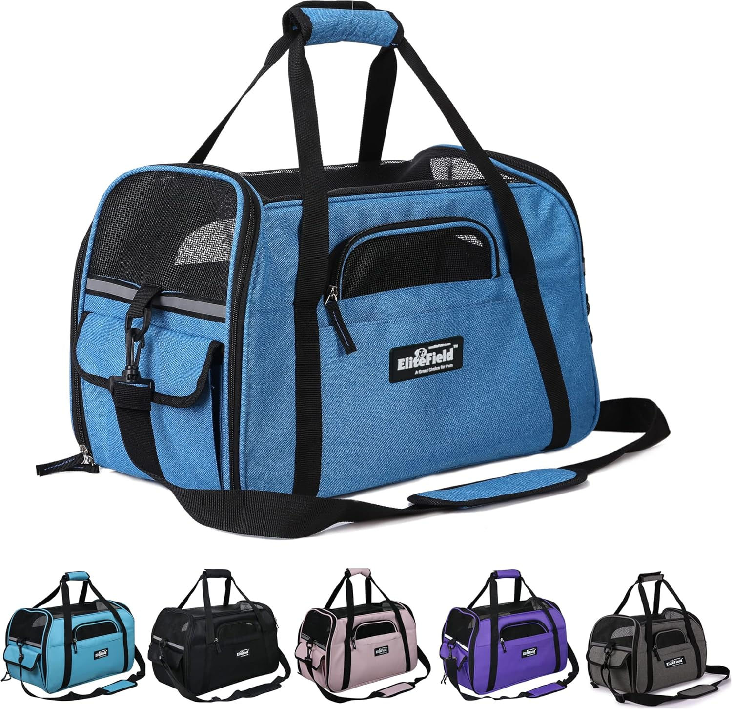 EliteField Soft Sided Pet Carrier (3 Year Warranty, Airline Approved), Multiple
