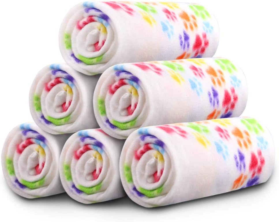 Thumbnail: Comsmart Dog Blankets for Small Dogs, 6 Pack Puppy Blanket Cute Paw Print Pet B