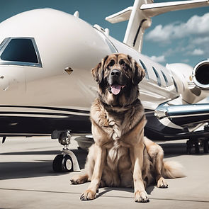 large dog on a private jet
