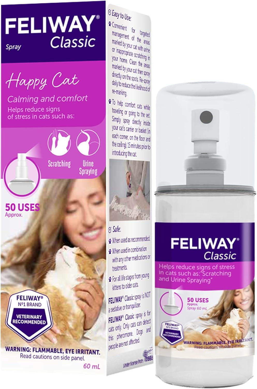 FELIWAY® Classic Cat Calming Spray, 60ml - Comforts Cats at Home and On the Go