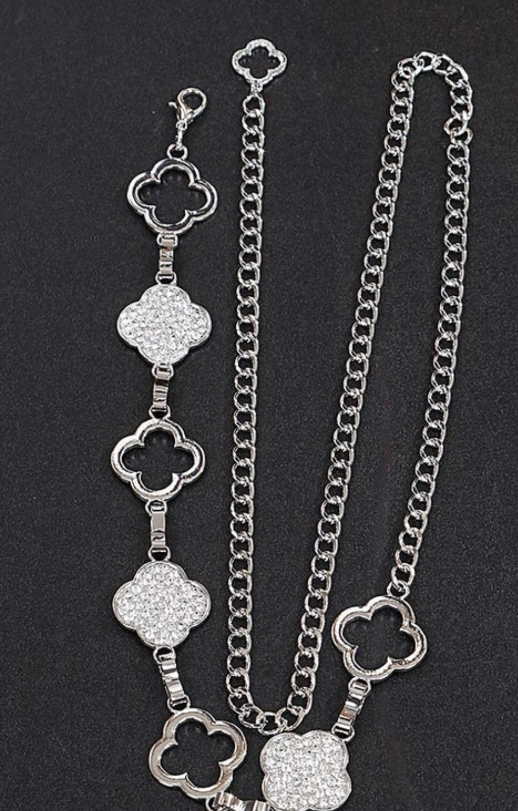 Silver Clover Chain Belt