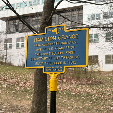 Welcome sign at Hamilton's NYC home