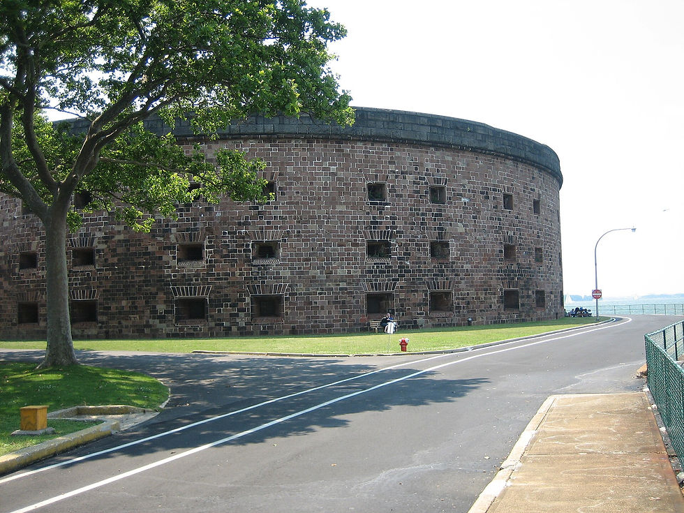 Castle Williams, a circular 19th-century sandstone fort on Governors Island