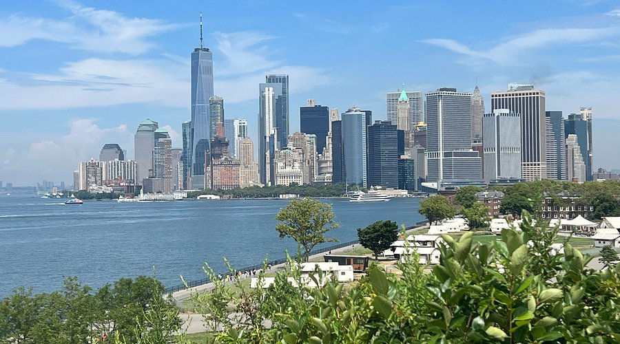 NYC's financial district as seen from across the harbor on Governors Island