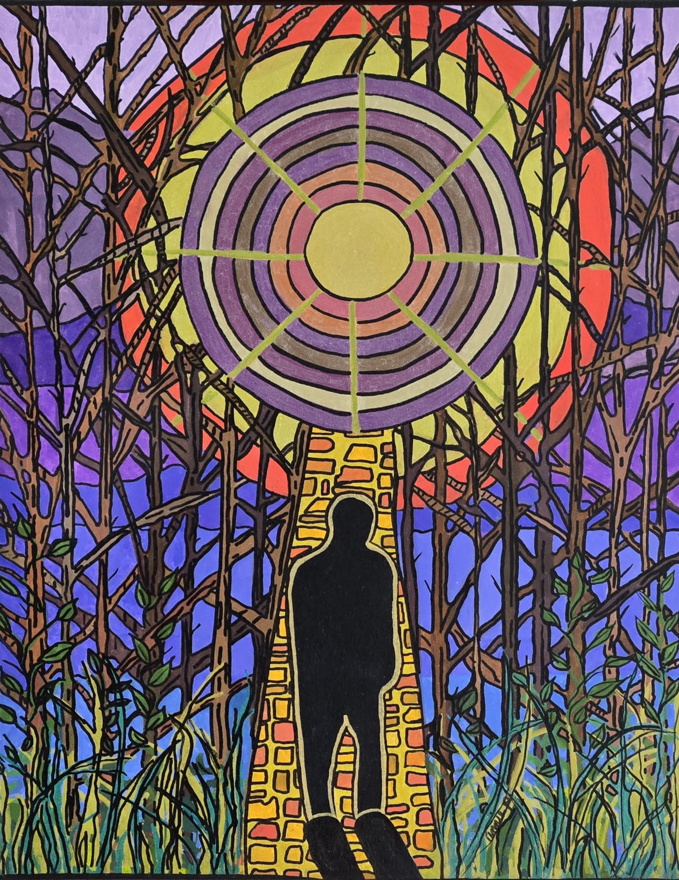 Matted Print - "A Walk by the River"