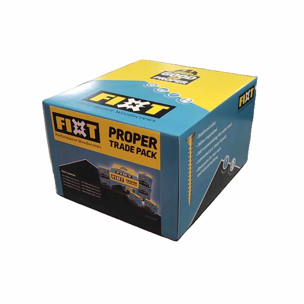 FIXT performance wood screws and drywall screws on display in branch