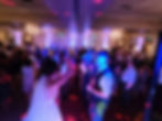 High angle view of wedding dance floor with colorful lighting