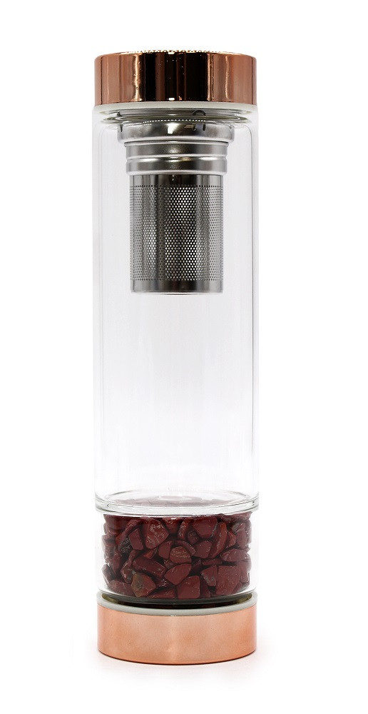 Thumbnail: Rose Gold Crystal Elixir Water Bottle With Tea Infuser 500ML