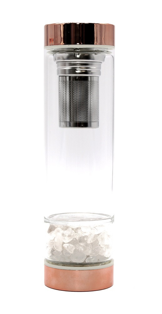 Thumbnail: Rose Gold Crystal Elixir Water Bottle With Tea Infuser 500ML