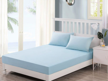 Sleep in Serenity: DaDa Bedding SeaFoam Sky Blue Cotton Fitted Sheet Set