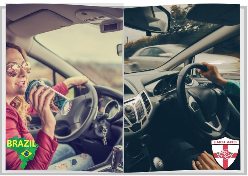 Mulher e homem ao volante