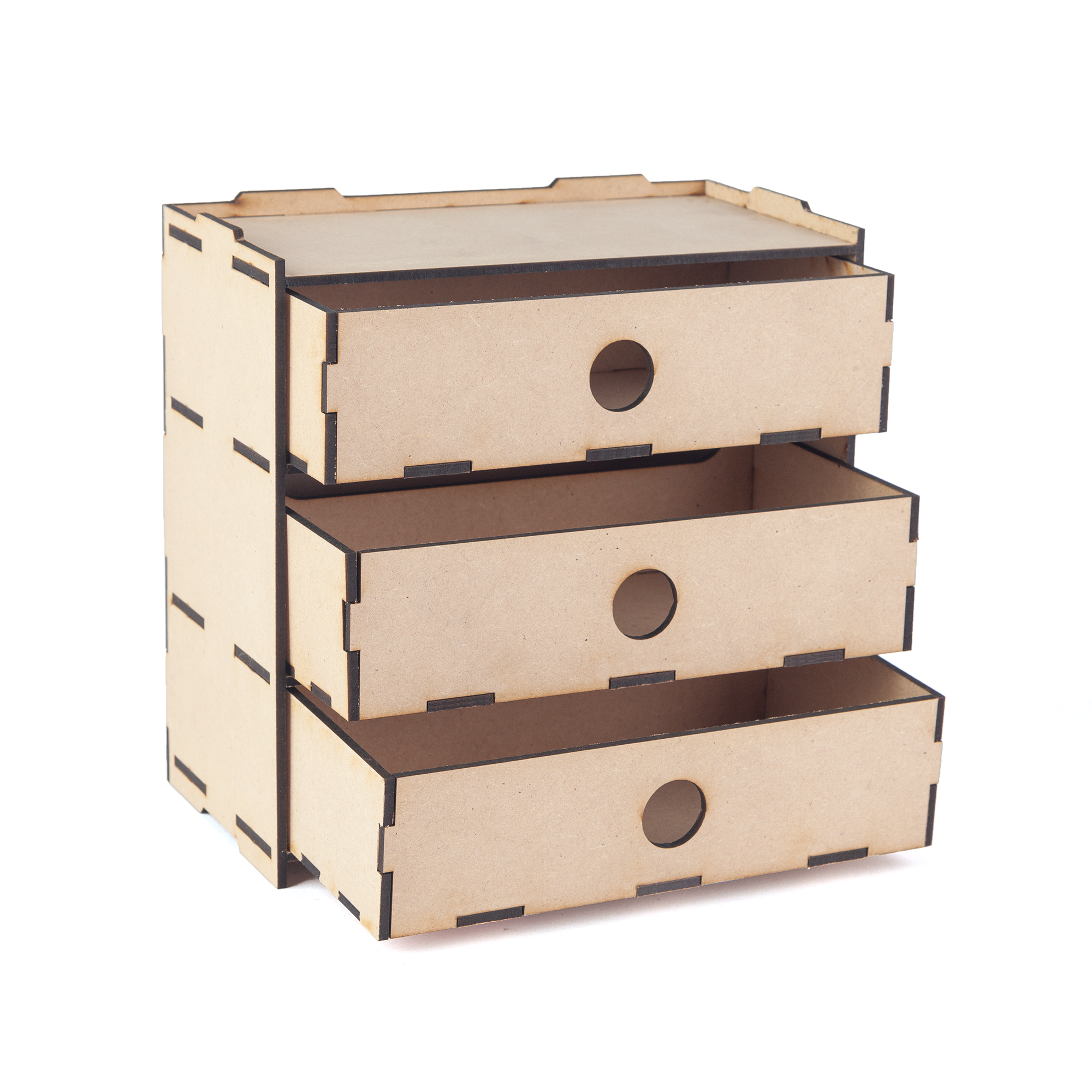 Modular Storage System Lower Box 3 HORIZONTAL DRAWERS 3mm MDF PREMIUM
