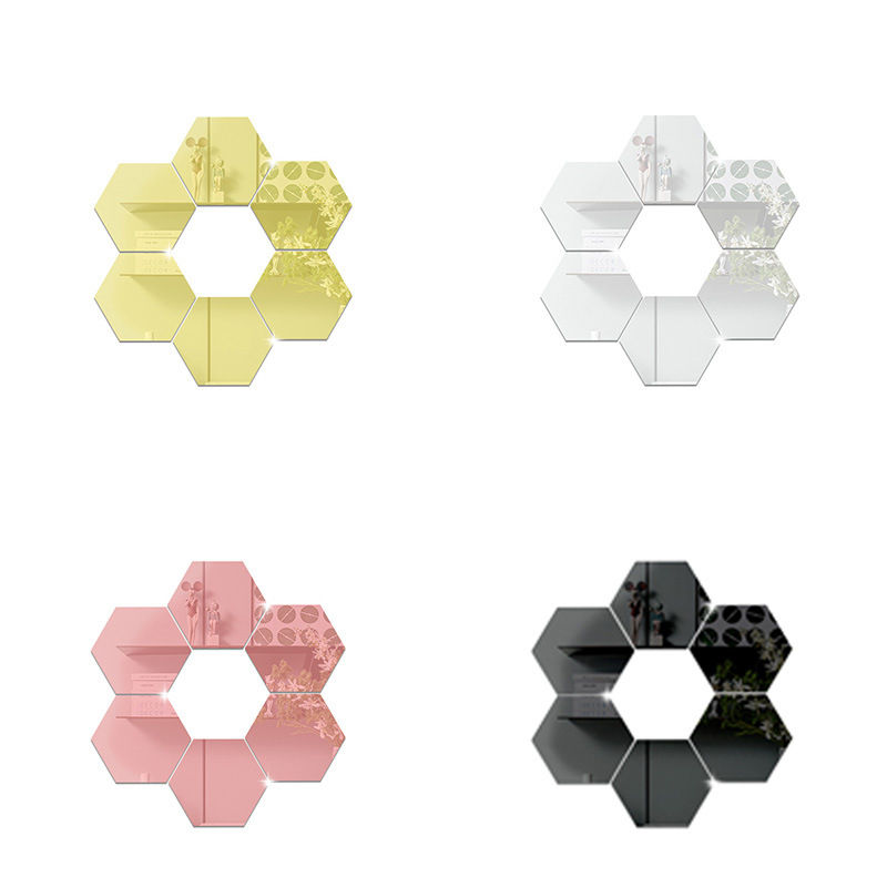 Hot selling home decor colorful hexagon design acrylic waterproof wall stickers