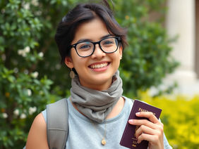 a girl with a passport