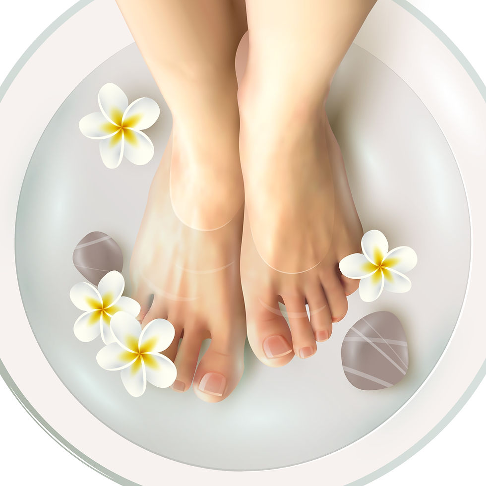 Feet soaking in fragrant water
