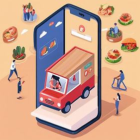phone with a delivery food platform and people holding.jpg