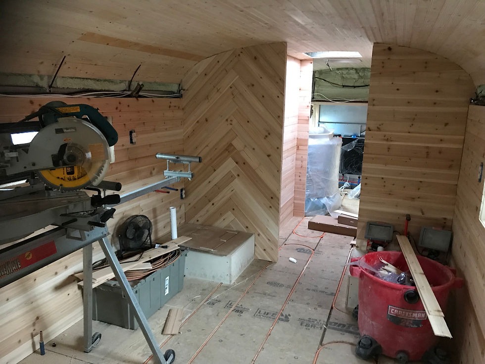 Every Skoolie needs a chevron accent wall