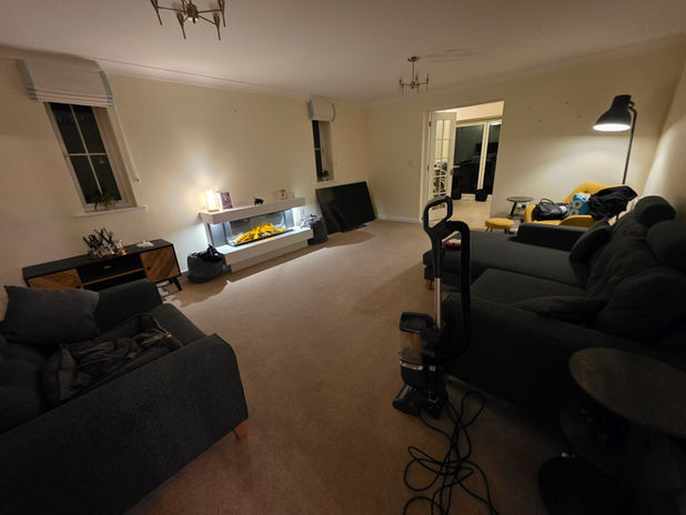Lounge at the new Burton Lazars property after items were unloaded and placed.