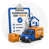 Completion day home removals in Lutterworth with key waiting planning