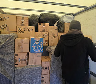 Boxes and furniture organised inside a van during a Hinckley home removal
