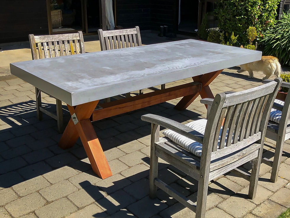 Thumbnail: Insitu GRC Concrete Wooden Cross Leg Table Urban Grey