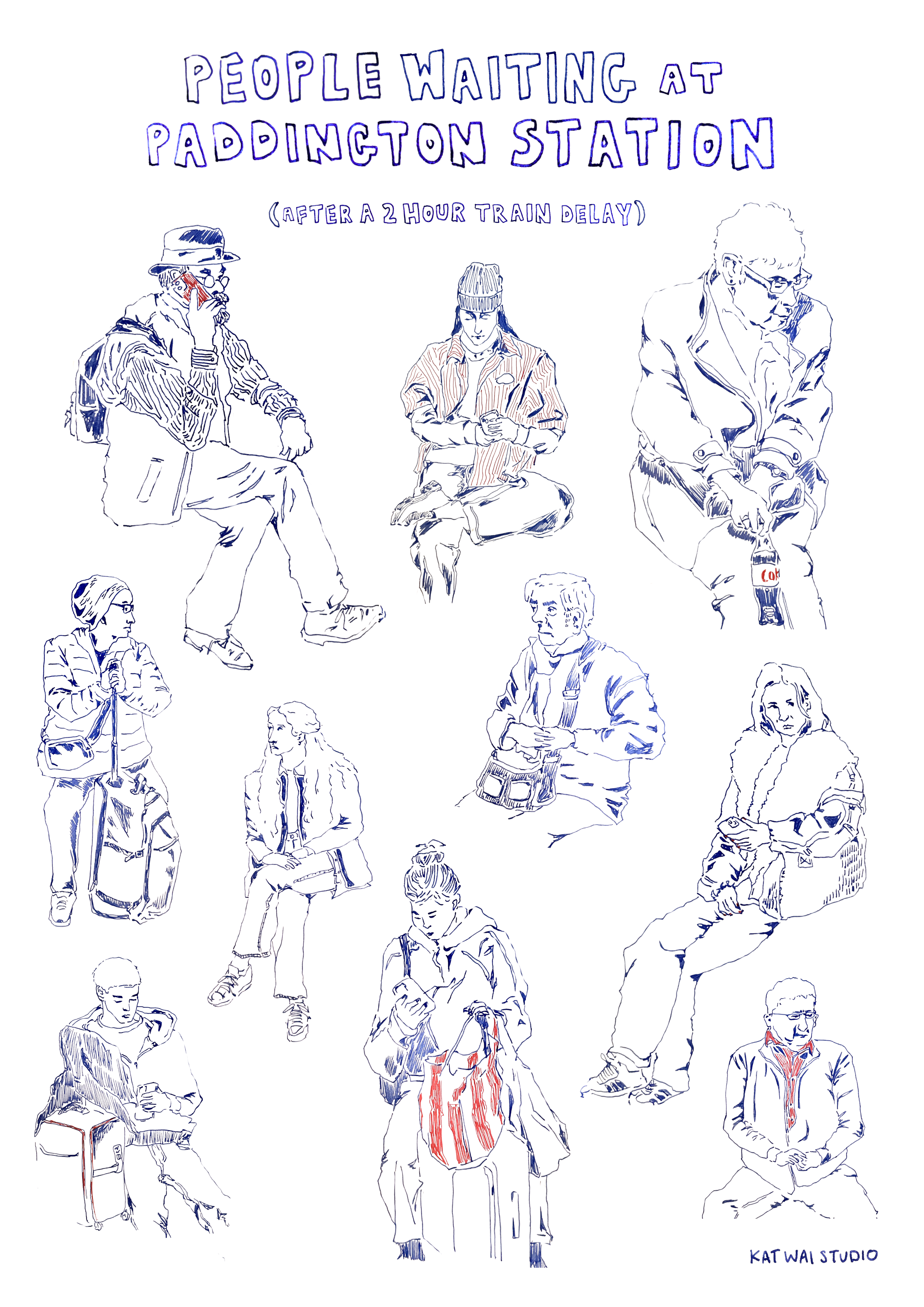 People waiting at Paddington Station - People Watching Print