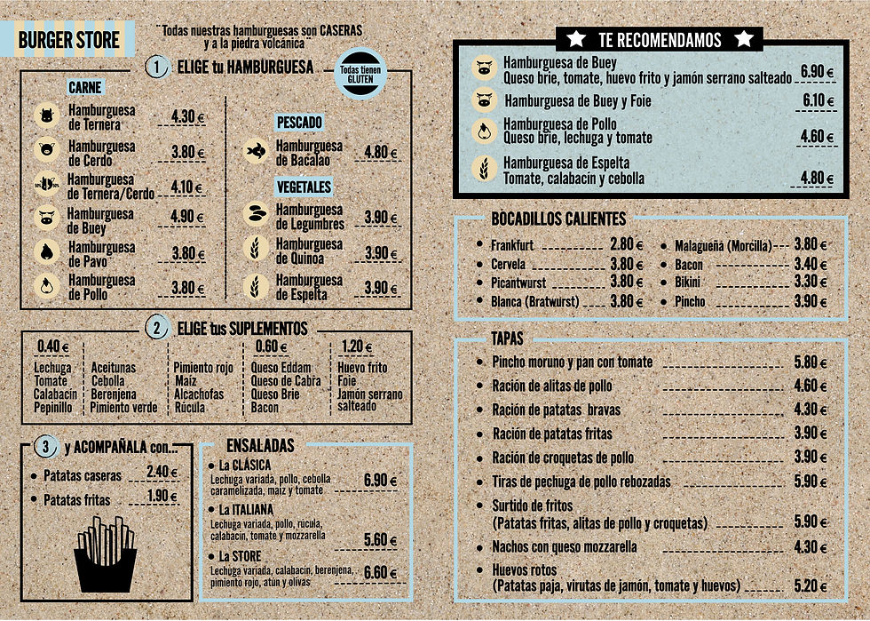 Menú Burger Store