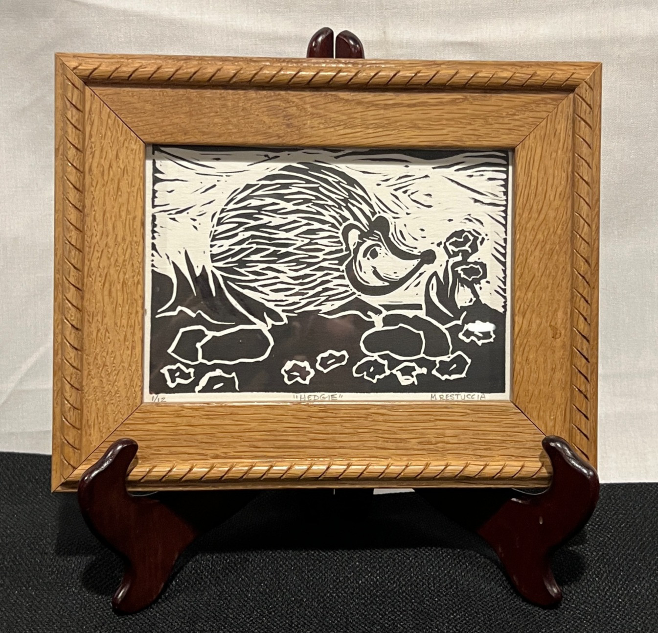 Oak Framed Hedgie Print