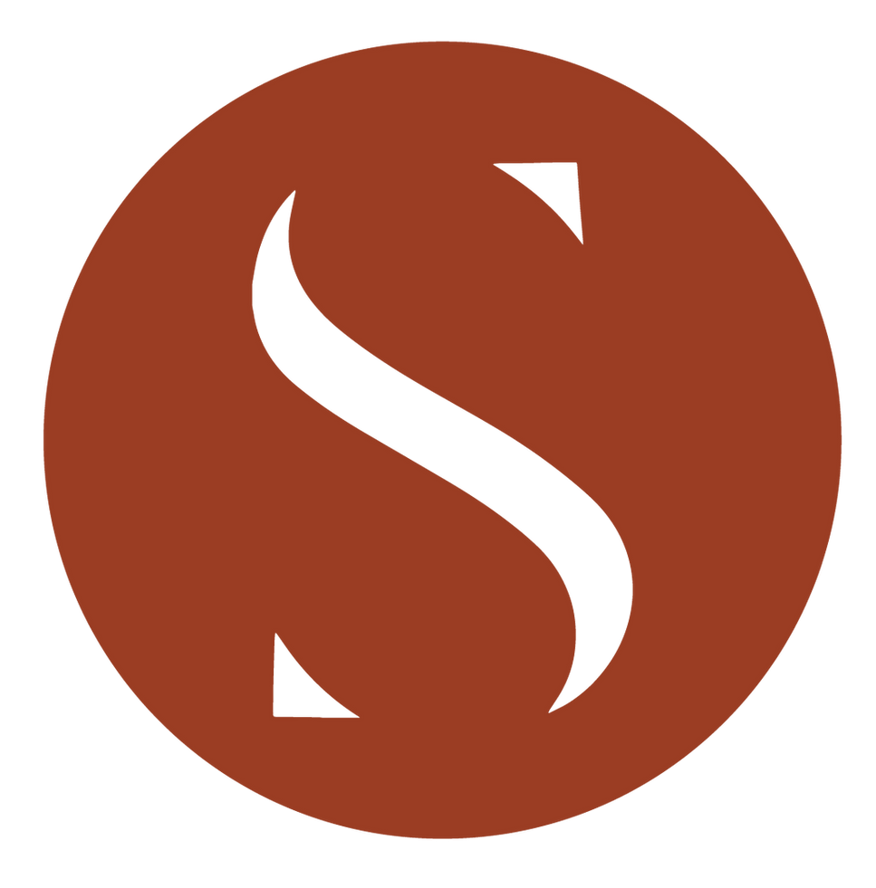 Logo terracotta Auto-specter. S blanc dans un rond