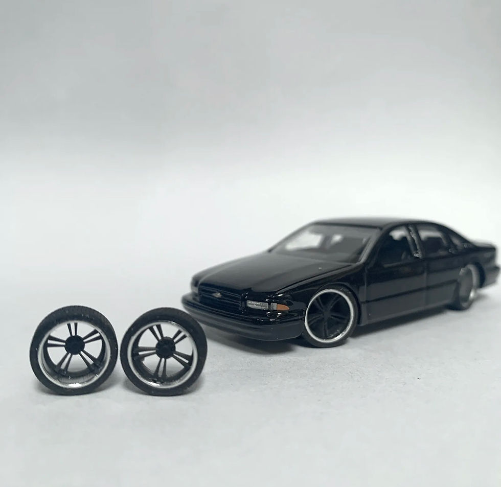 Thumbnail: 1:64 AR 500 22” Deep and Narrow Off Sets (Chrome Hoops And Black Center)