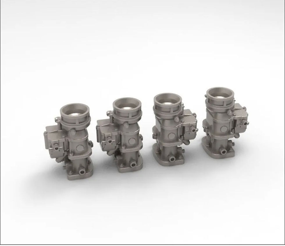 Thumbnail: 1:16 MAN-A-FRE Intake  with four Stromberg Carburetors.  3d Printed