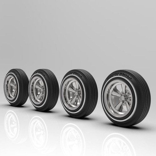1:64 Supremes 14” Wheels with White Wall Tires | 3DScaleParts