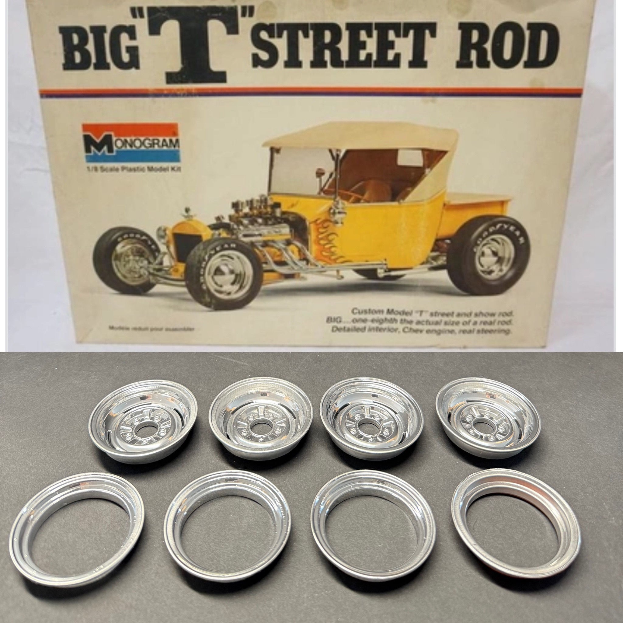 1:8 Stock chrome steel wheels