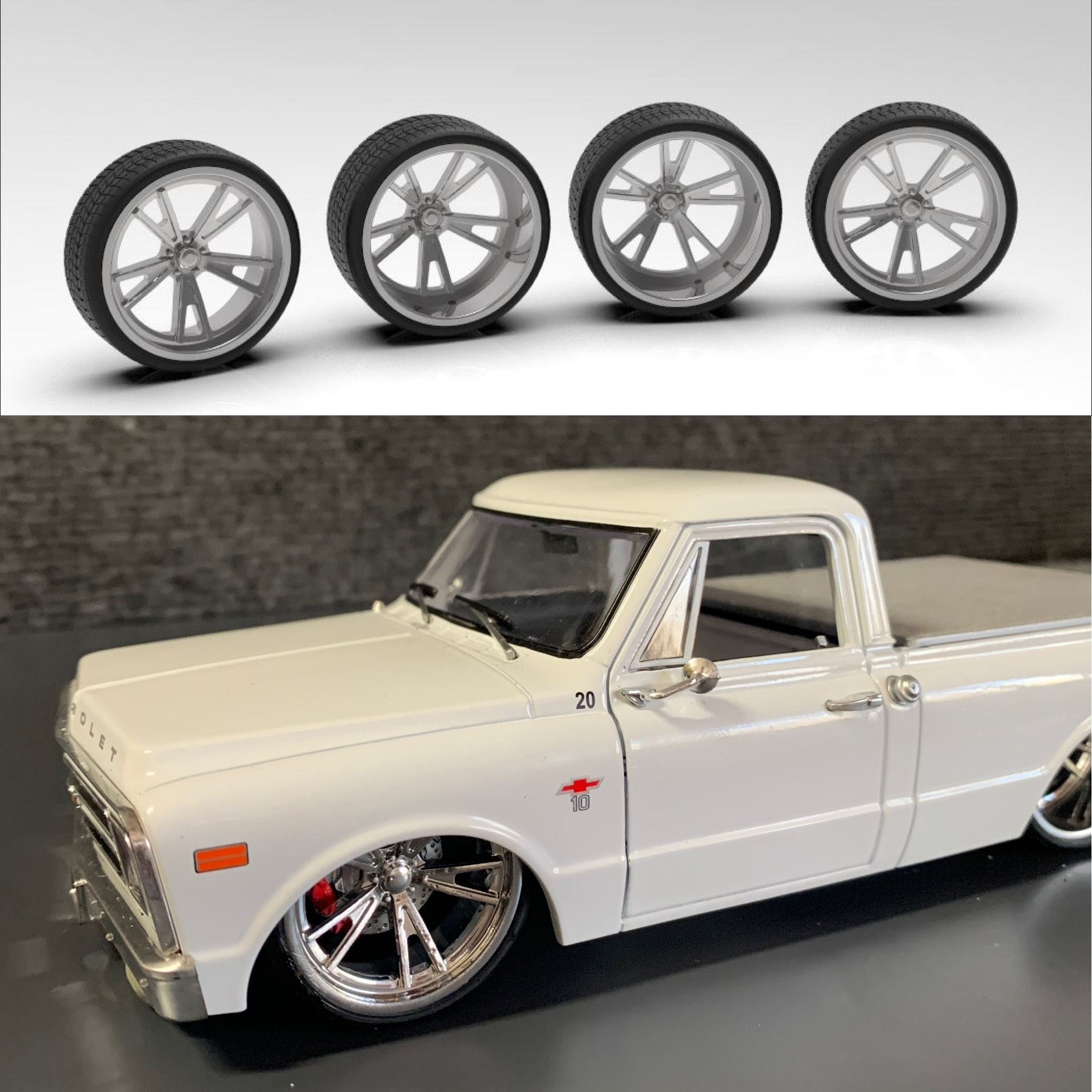 1:24 30” Windmill deep and shallow wheel set.