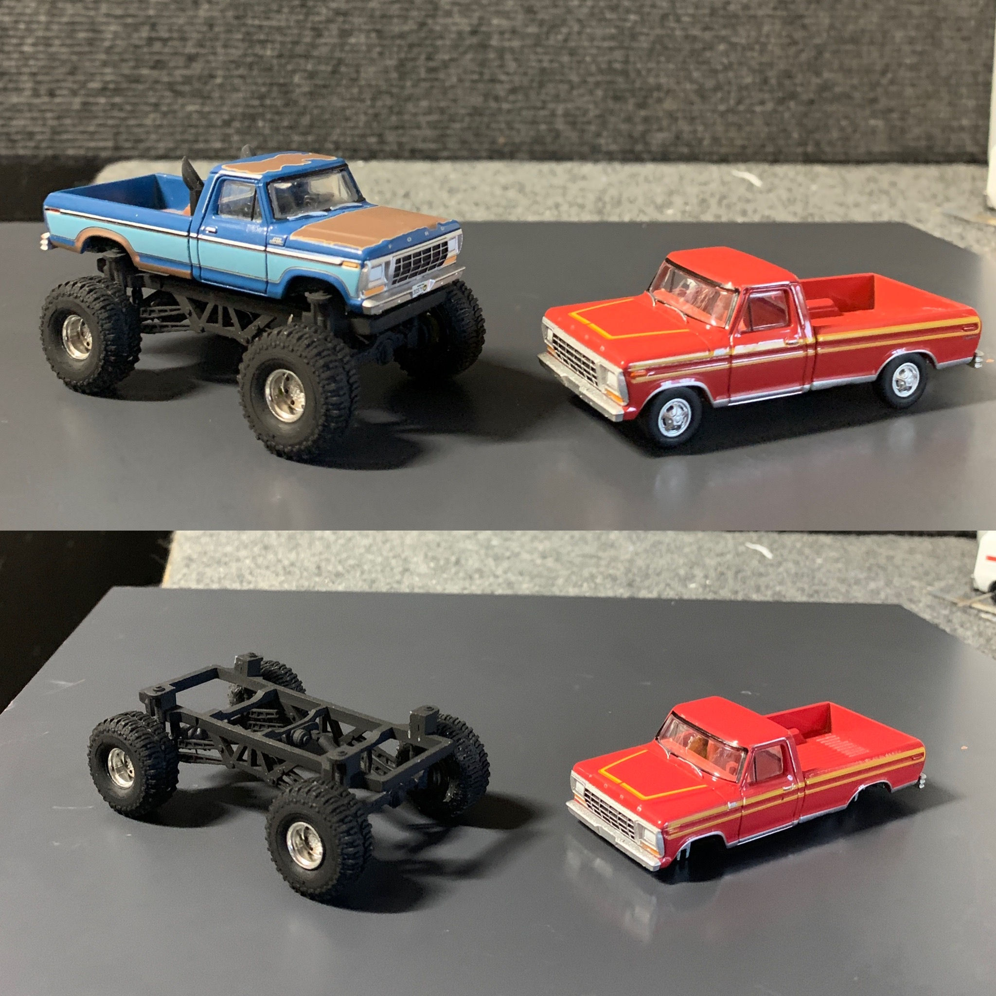 1:64  73-79 Ford Lifted Truck Frame.(Truck Body And Wheels Not Included)