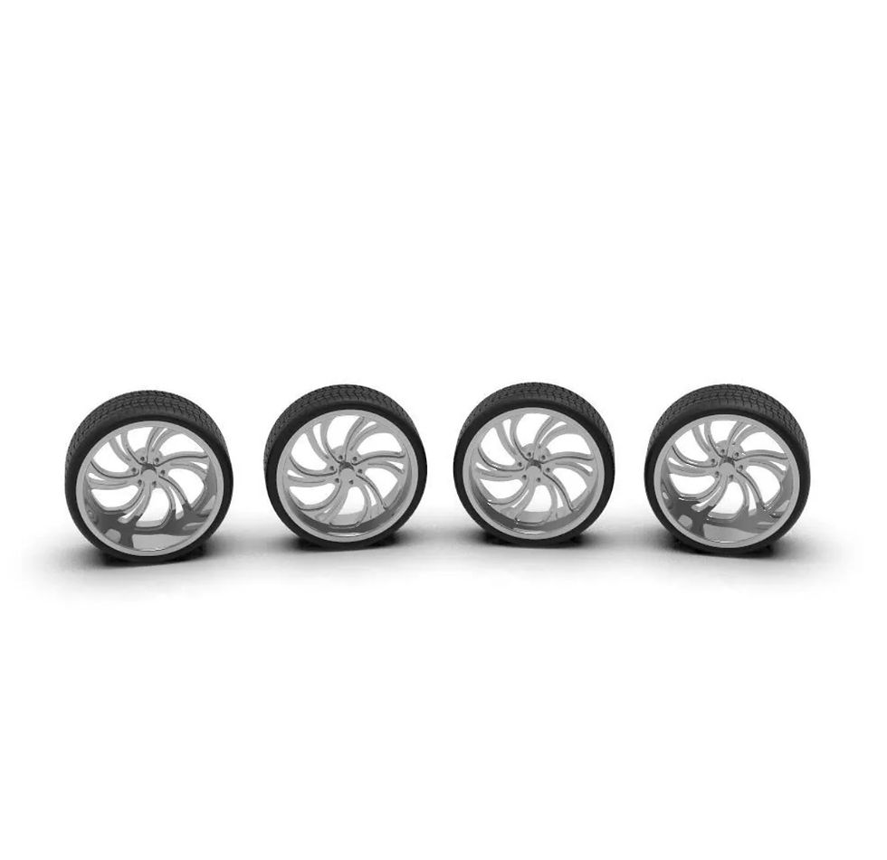 Thumbnail: 1:64 26” Helix Deep And Shallow Wheels On Low Pro tires. 3D Printed