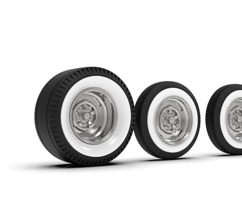 1:64 Chrome Steel Style Wheels On Whitewall Pie Crust | 3DScaleParts