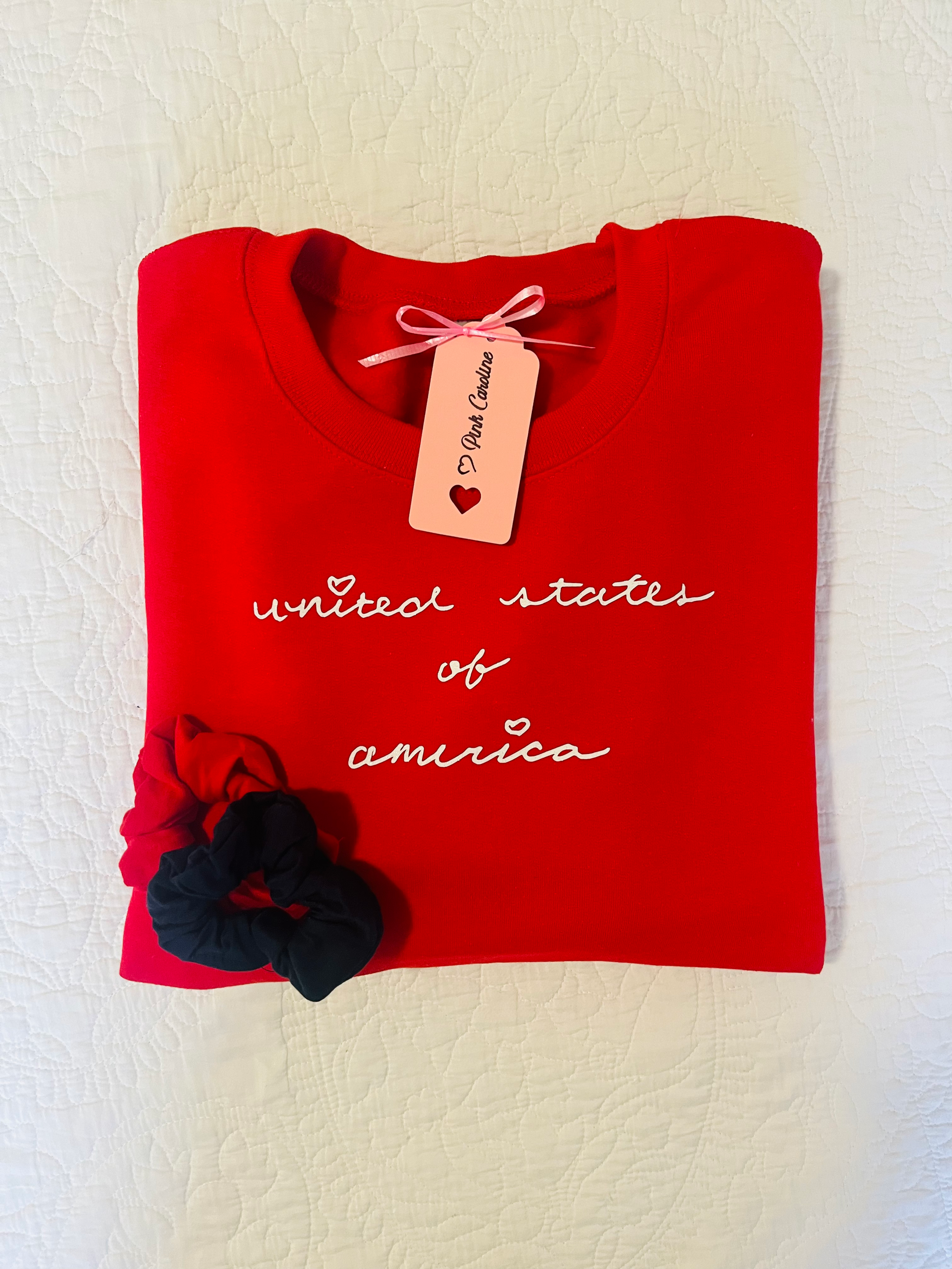 USA Cursive Shimmer Crewneck