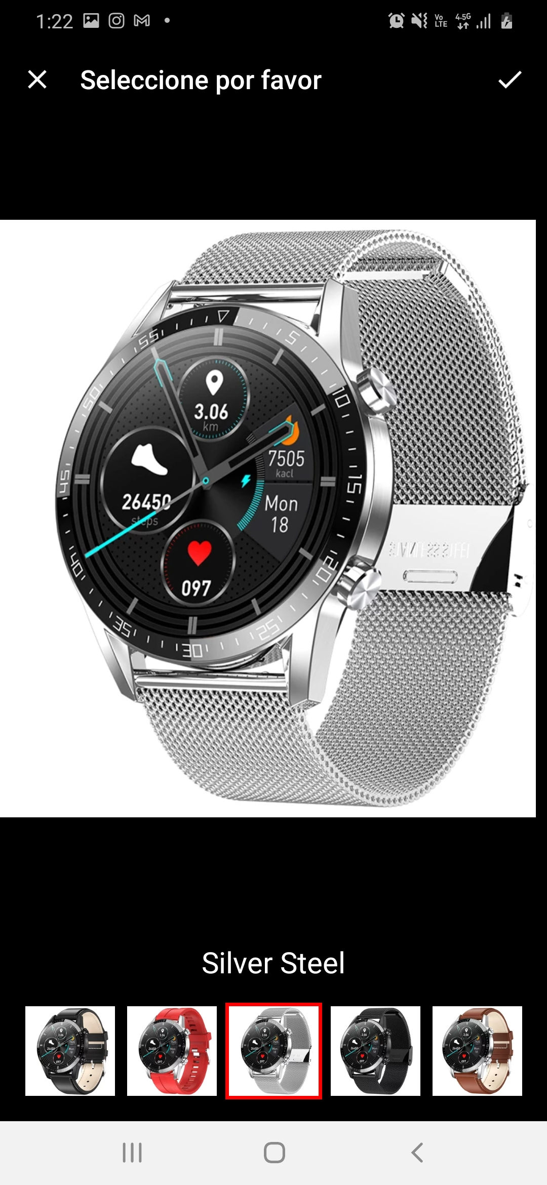 MEGIR Smartwatch Tactil Acuático Sumergible