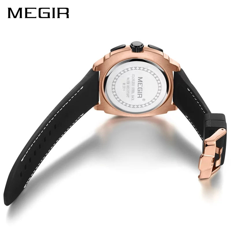 Miniatura: MEGIR MODELO 2056 con Correas de Silicona, Acuático,  Analógico Con Cronógrafo