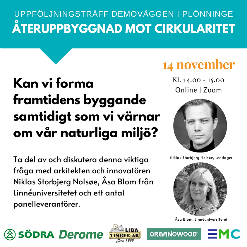 Cirkularitet och återbruk i byggnationer - Uppföljningsträff, Demoväggen i Plönninge.
