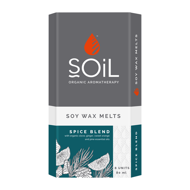 The spice blend wax melt have a hint of clove, ginger, orange and pine, releasing a wonderful sense of wellbeing