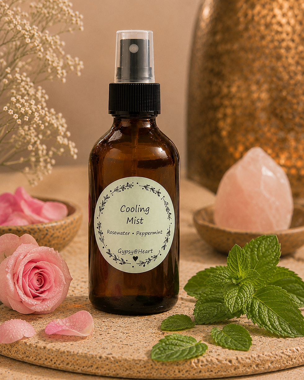 A refreshing rosewater and peppermint mist designed to cool, hydrate, and revive the skin.