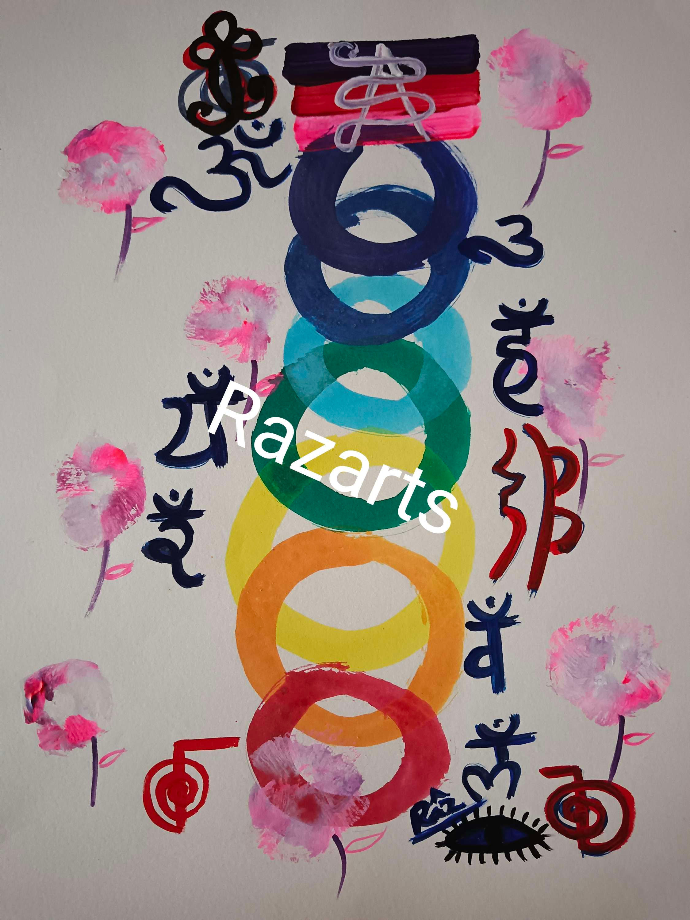Reiki healing artwork with chakras and symbols